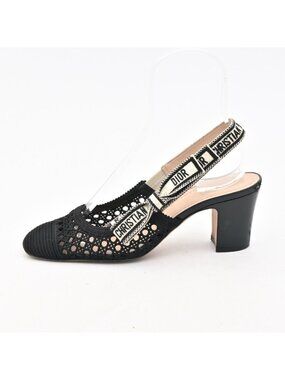 Dior 'adior Slingback Pumps Black Ivory Lace Ribbon Heel